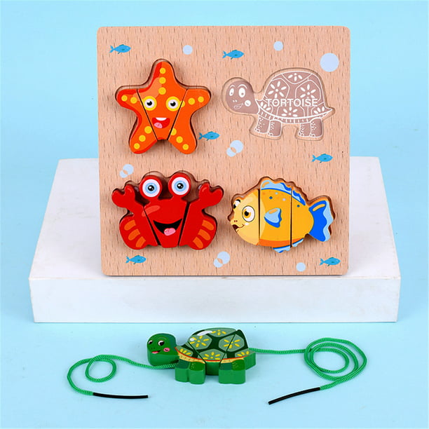 Details about   Wooden Animal Puzzles For Toddlers  Boys Girls Educational Toy 1 2 3 Years Old